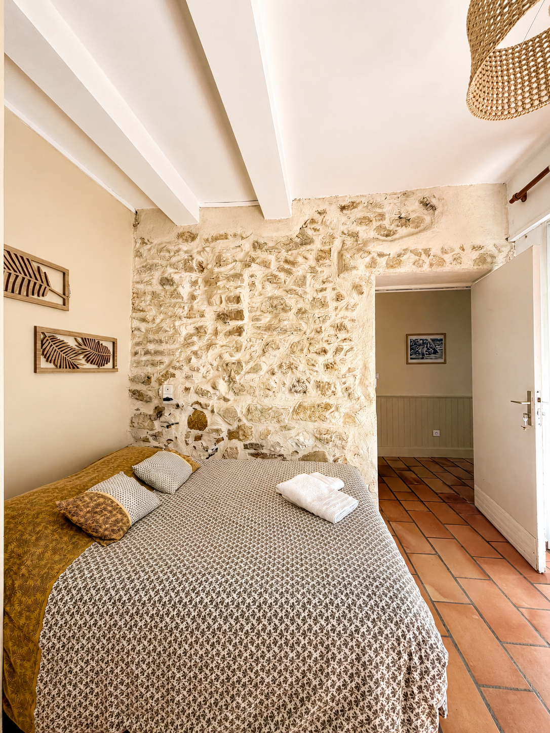 Chambre Palmier vue lit