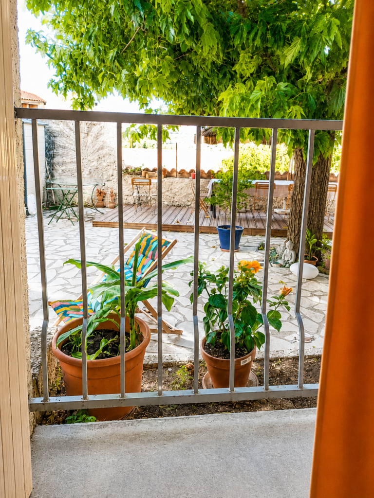 Vue terrasse de la chambre Ginkgo
